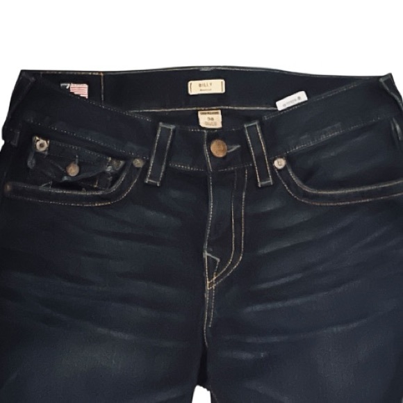 True Religion Billy Bootcut with Flaps Cotton Dark Wash Jeans Sz 30 35”Wx31” - Picture 4 of 11
